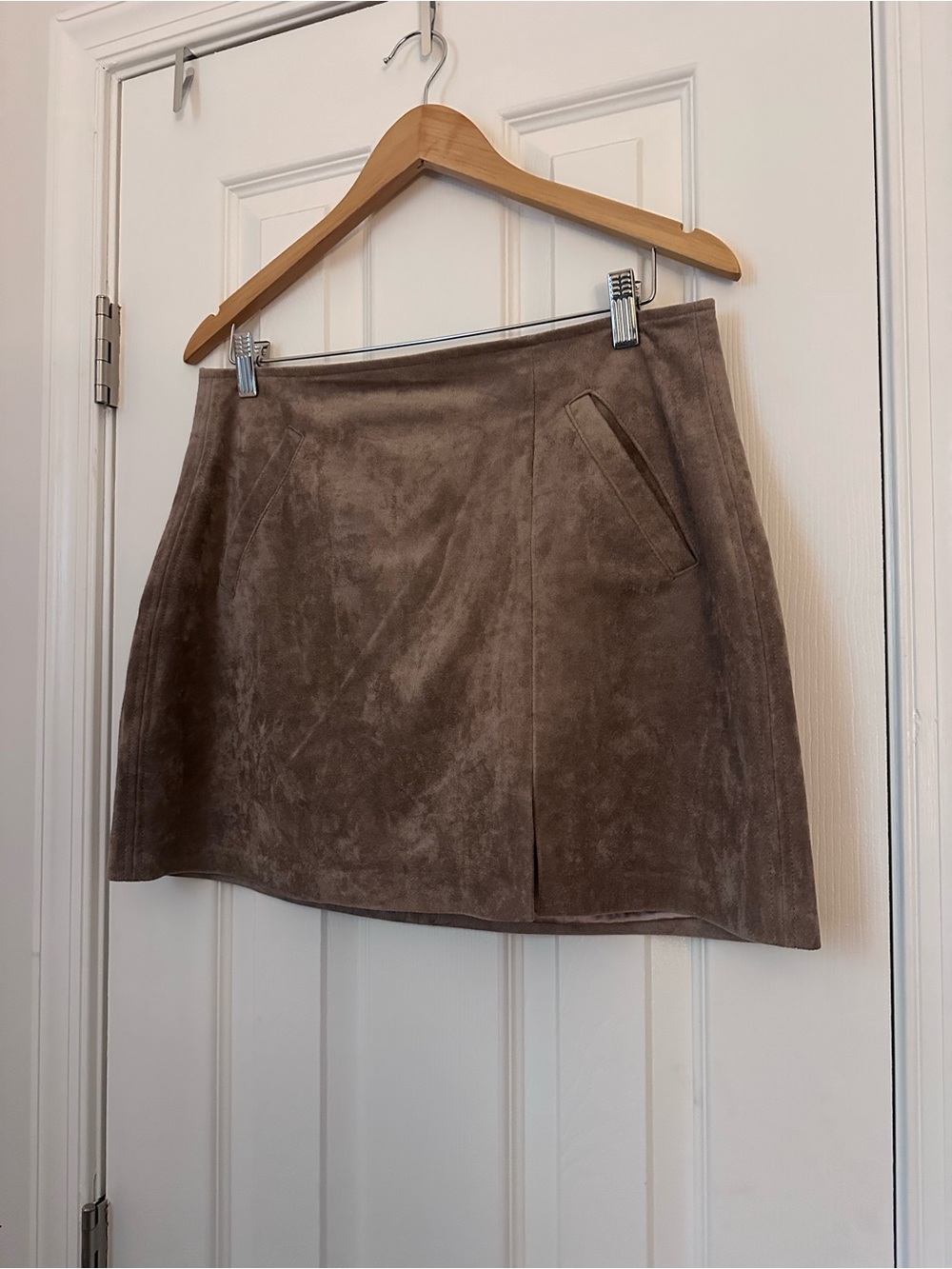 Blank NYC Taupe Suede-Look A-Line Mini Skirt